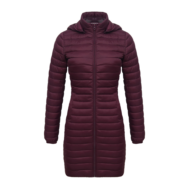 Women's Lightweight Mid length Slim fit Cotton padded Jacket Wine - Shop at LoveMi