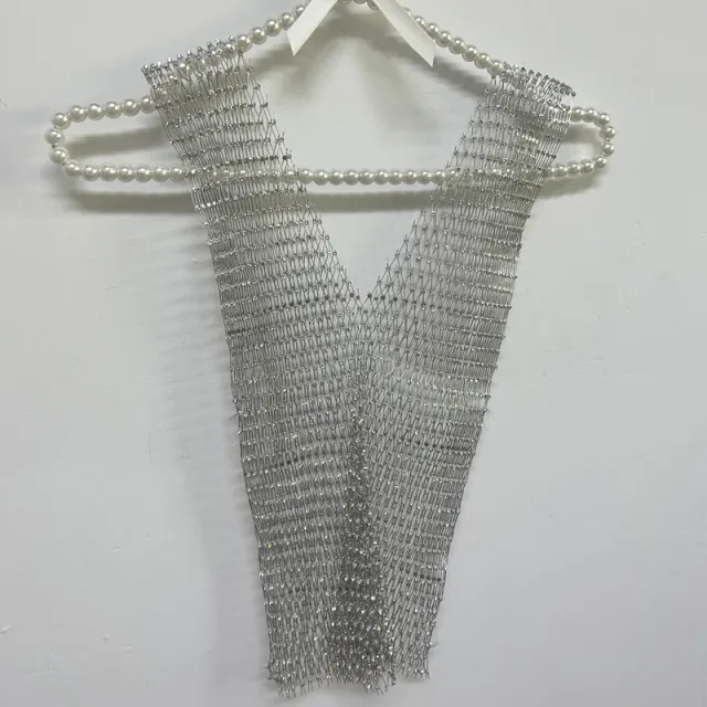 Women's Fashionable Simple Pure Color Mesh Top V Neck Silver - Shop at LoveMi