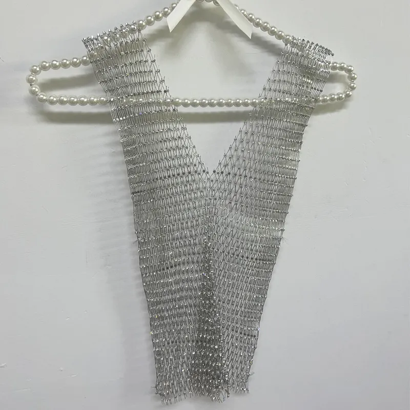 Women's Fashionable Simple Pure Color Mesh Top - V Neck Silver