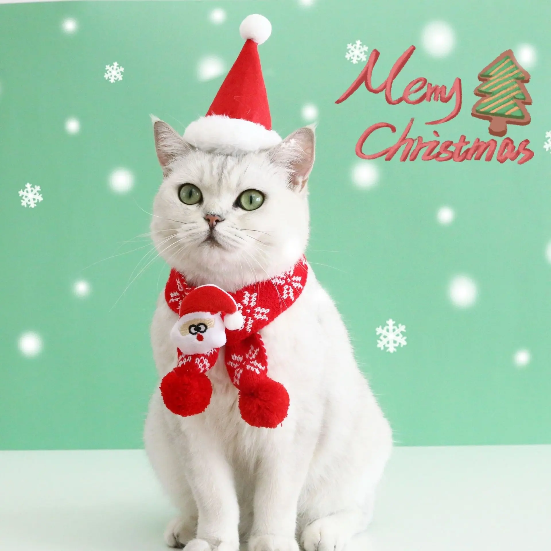 Pet Cat Dog Knitted Wool Plaid Snowflake