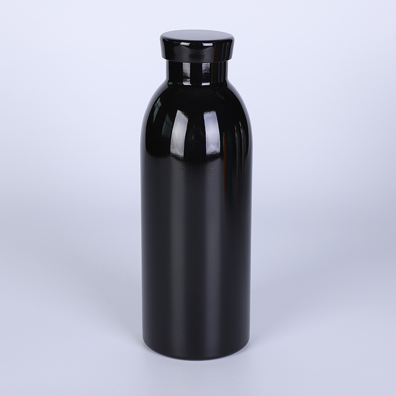 304 Stainless Steel Double layer Vacuum Milk Bottle Portable Outdoor Small Mouth Black - Shop at LoveMi