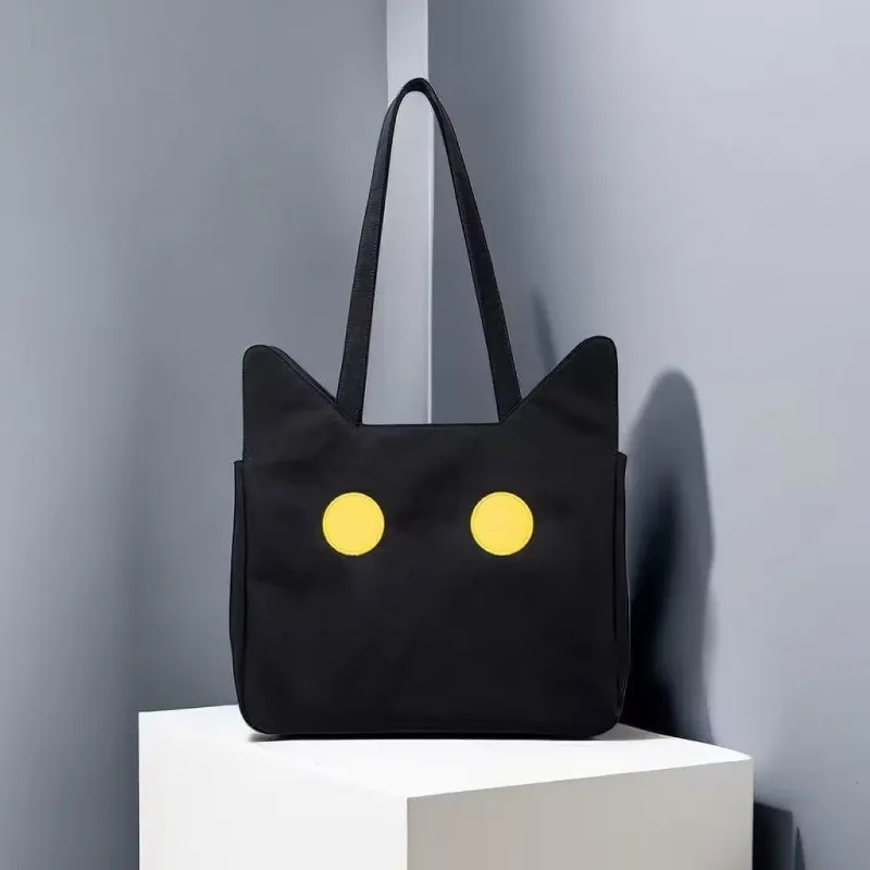 Sweet Cool Cat-shaped Nylon Tote Bag - Black