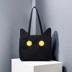 Sweet Cool Cat-shaped Nylon Tote Bag - Black - View 1