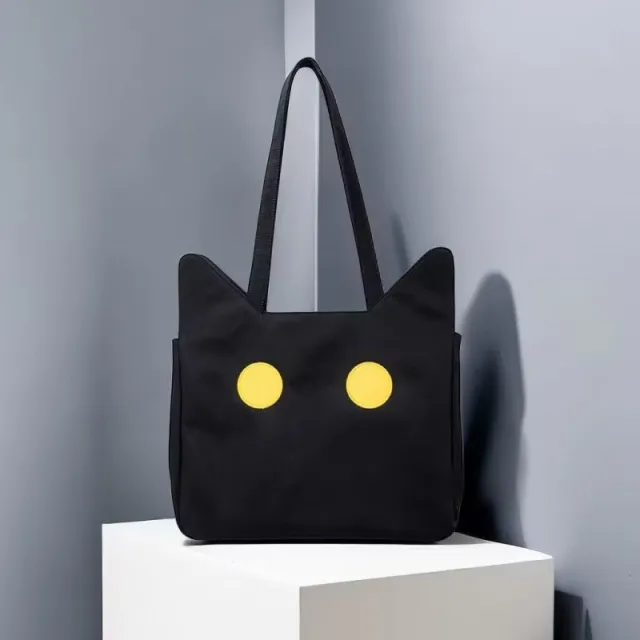 Sweet Cool Cat shaped Nylon Tote Bag Black - Shop at LoveMi
