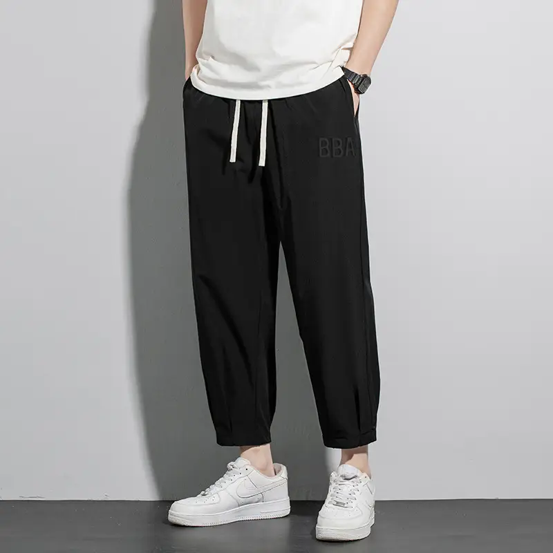 Summer Thin Ice Silk Leisure Ankle Banded Pants Loose