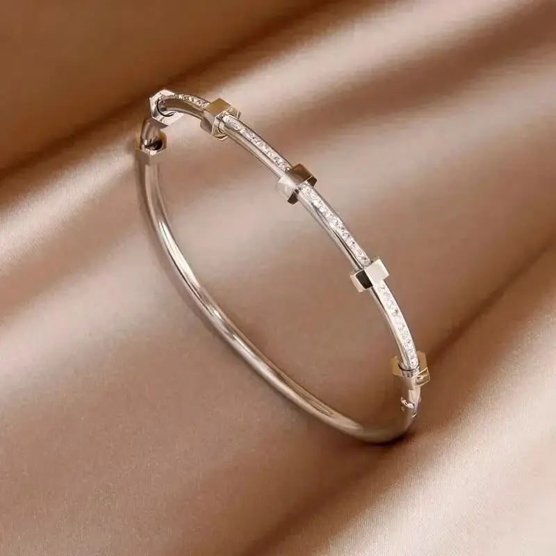 Titanium Steel Hexagon Nut Open-ended Bracelet