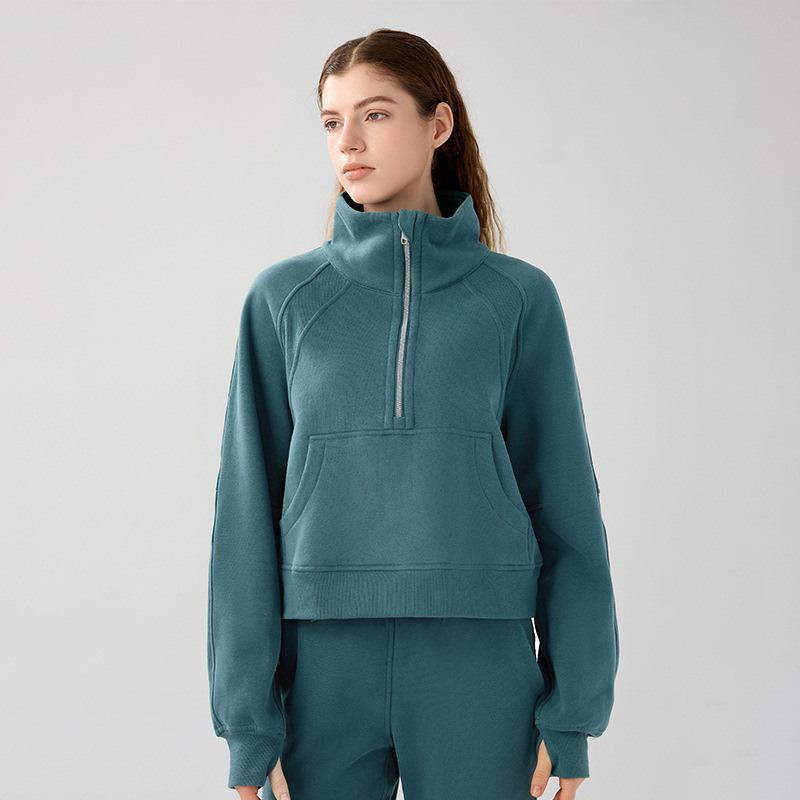 Women's Half Zipper High Stand Collar Pullover Autumn And Winter
