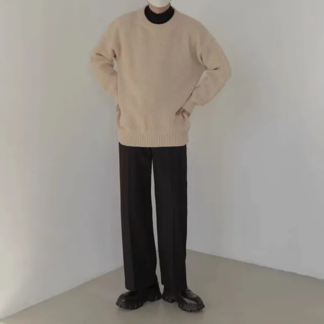 Solid Color Sweater Lazy Soft Glutinous Trendy Harajuku Style Apricot - Shop at LoveMi