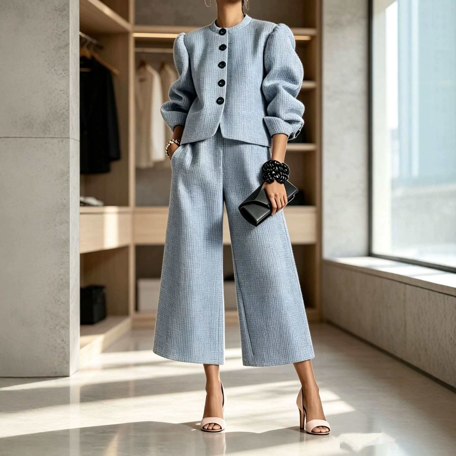 Fashionable Casual Top And Wide-leg Pants Set product image