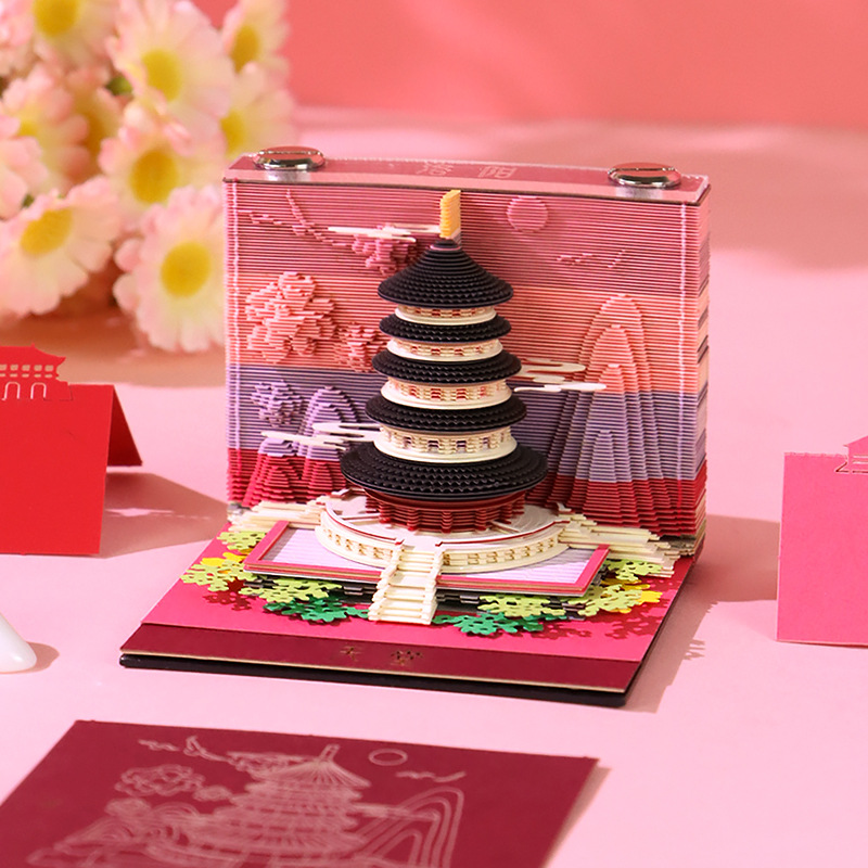 Landmark Series 3D Stereo Sticky Notes Antique-Style Desktop Decorations