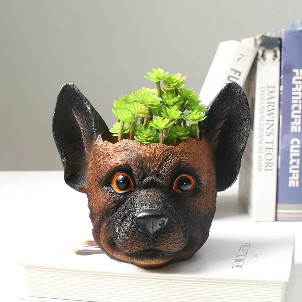 Synthetic Resin Personalized Dog Flower Pot Crafts Ornaments