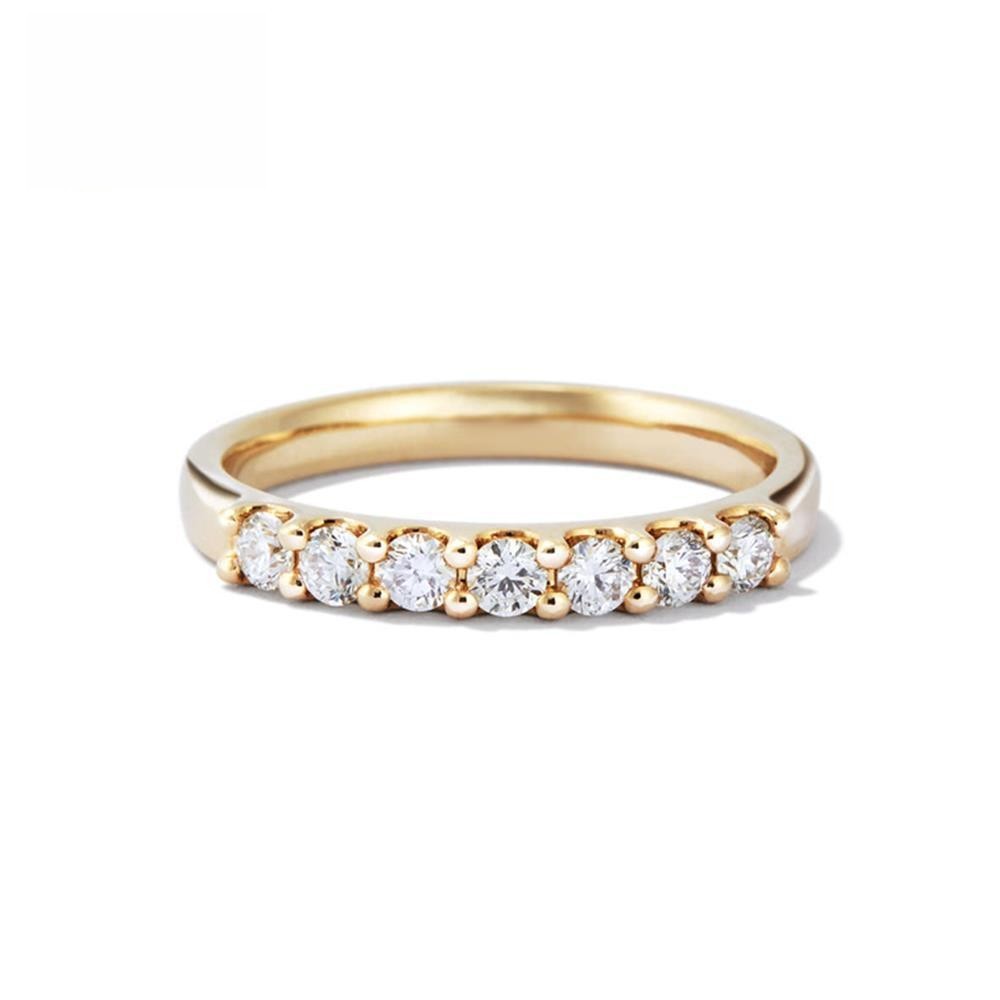 European And American Popular One-word Row Fashion Inlaid Seven-star Row 925 Silver Moissanite Ring Women