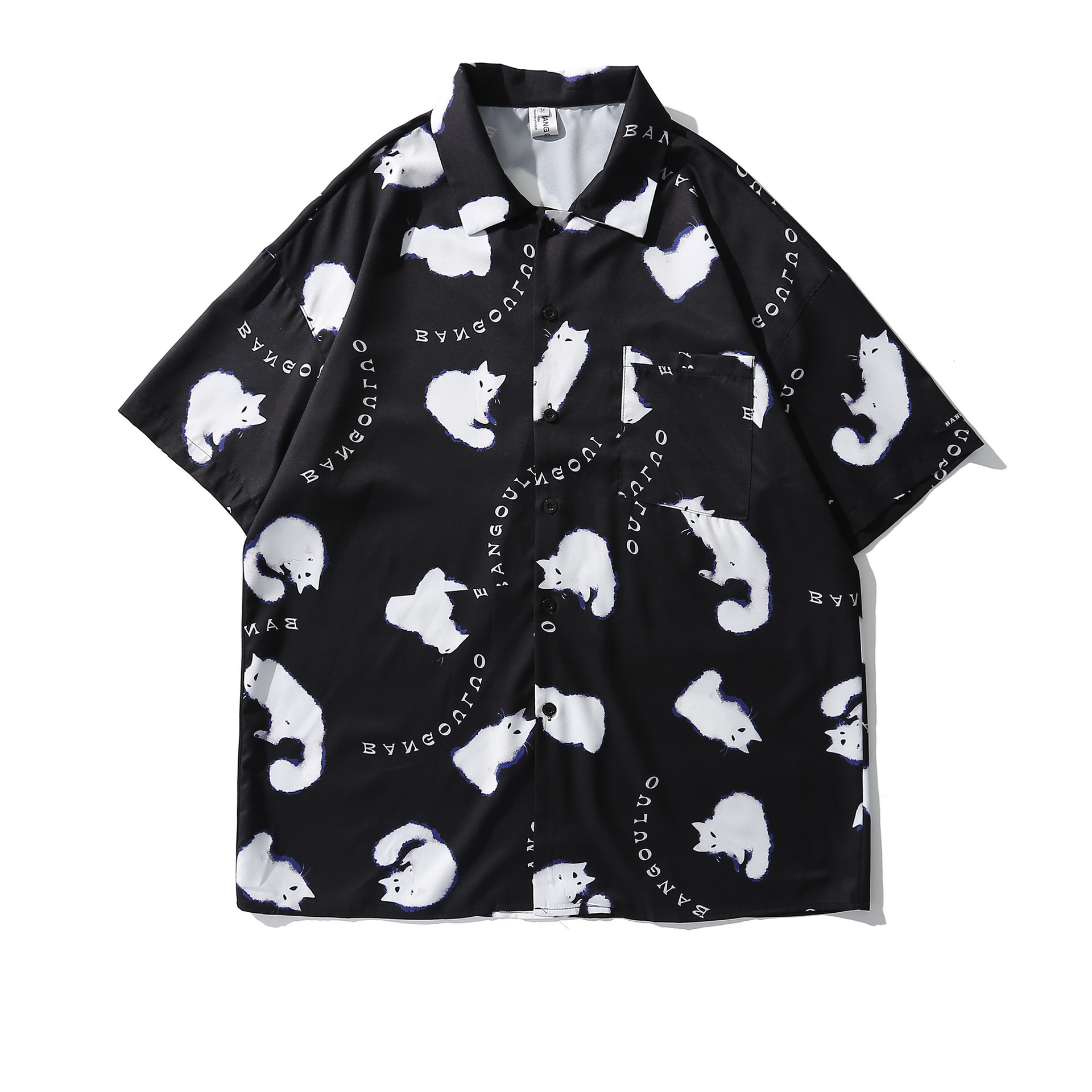 Title 3, Herren Hip Hop Shirt mit Katzen-All-Over-Print,...