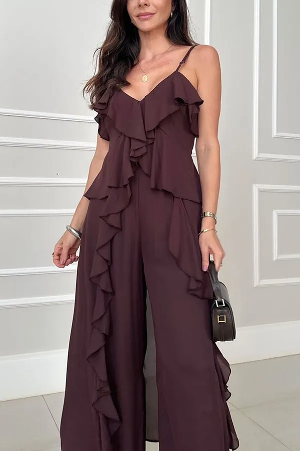 Women's Solid Color Top And Straight Pants Two-piece Set - Dark Purple