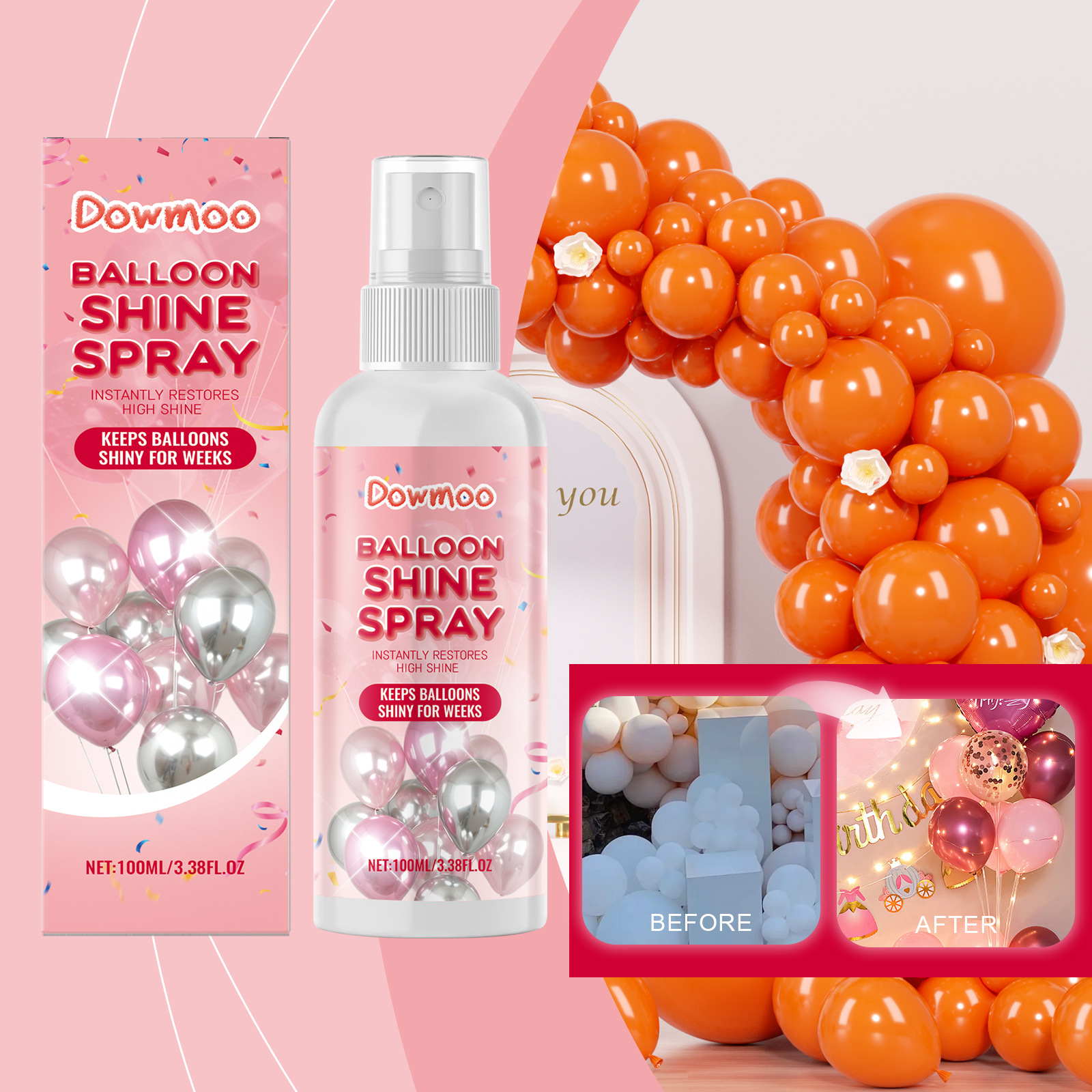 Light Up Party Atmosphere Decoration Easy To Apply Gloss Rubber Balloons Spray