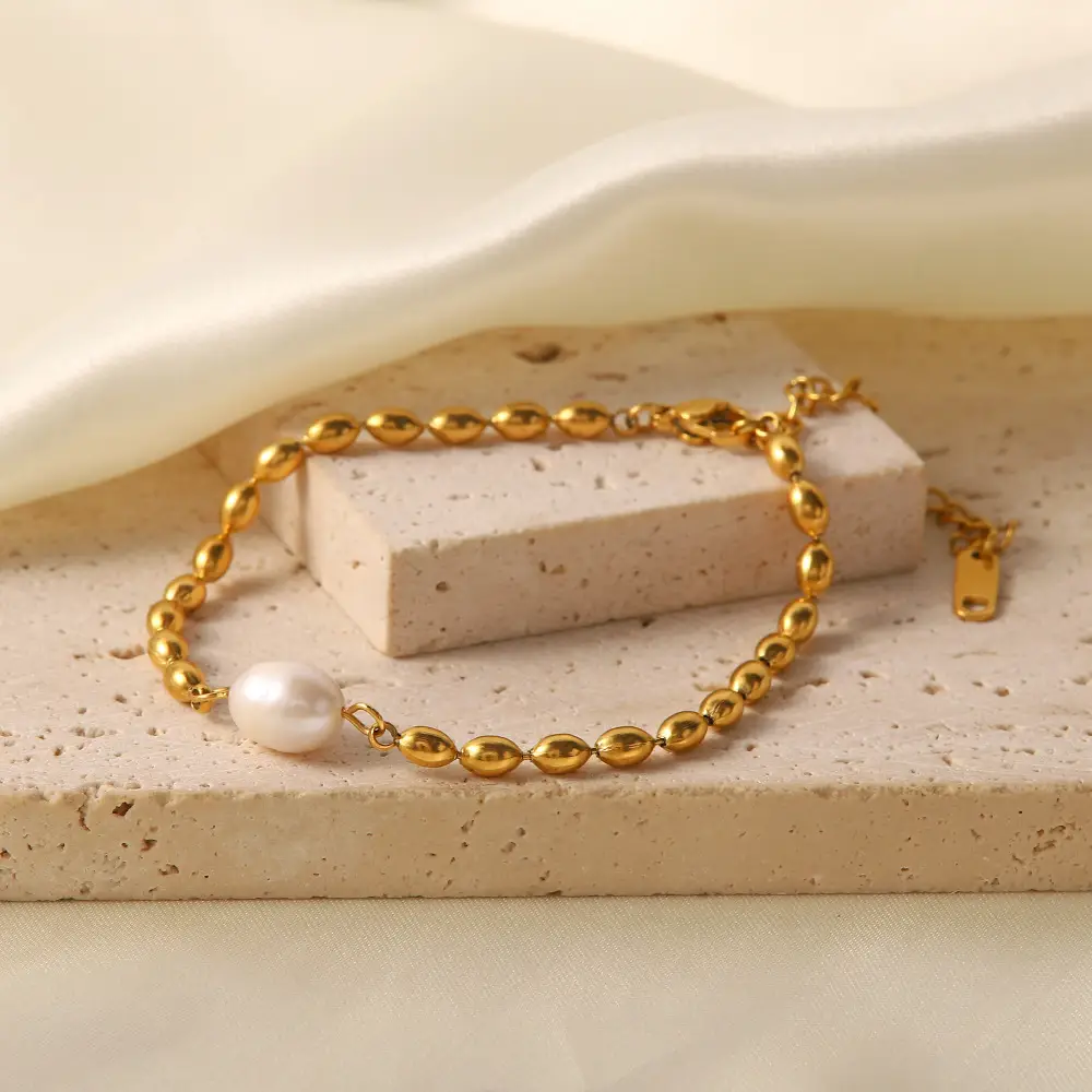 Fashion Pearl Oval Titanium Steel Bracelet