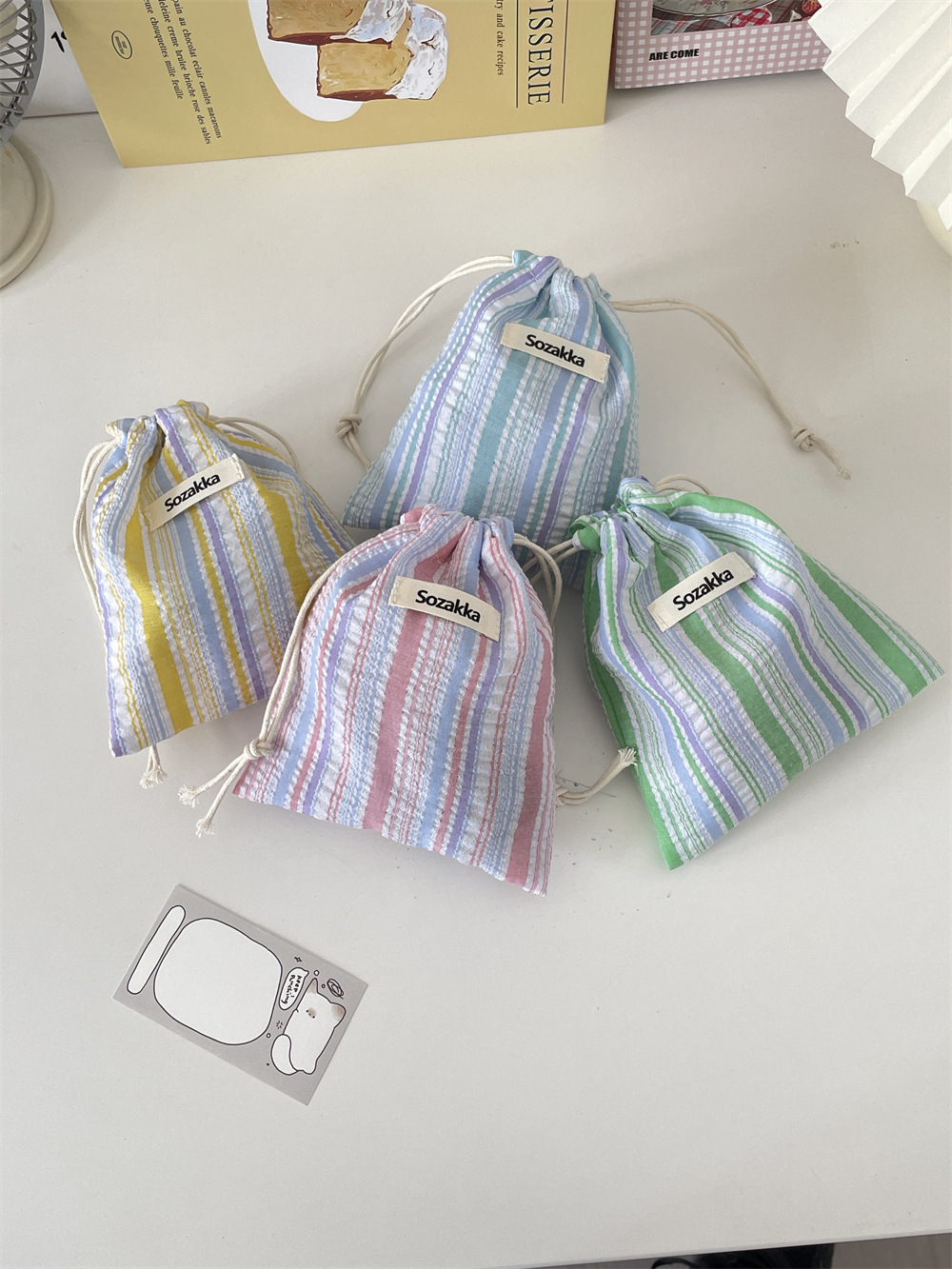 Title 14, Pleated Stripes Drawstring Pull String Buggy Co...