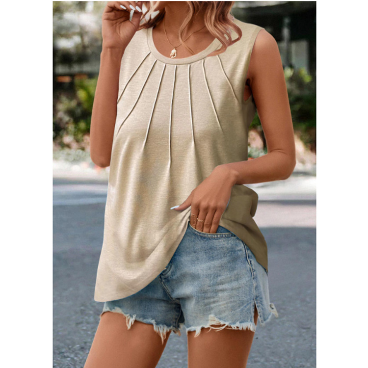 Women's Toothpick Round Neck Sleeveless Vest T-shirt