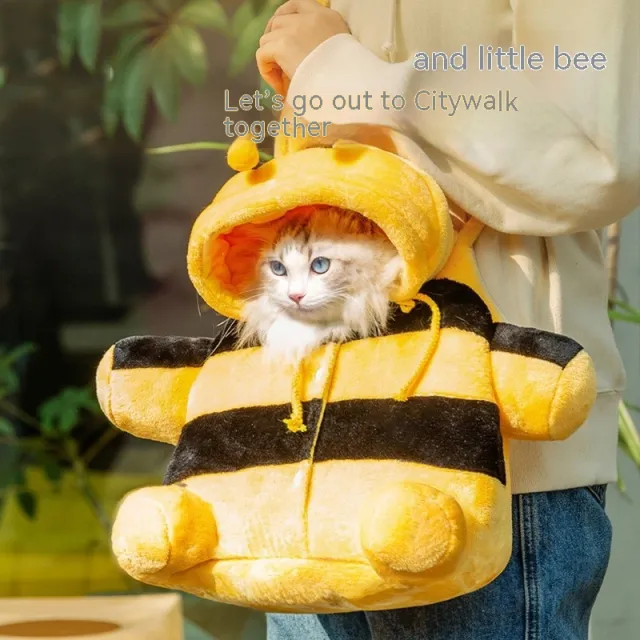 Animal shaped Pet Diaper Bag Off shoulder Bag Kitten Puppy Portable Cat Bag Pet Backpack Small Bee Messenger Bag - Shop at LoveMi