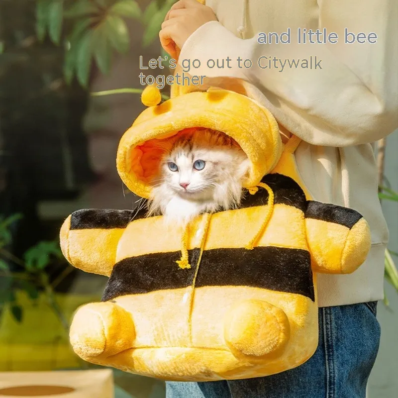 Animal-shaped Pet Diaper Bag Off-shoulder Bag Kitten Puppy Portable Cat Bag Pet Backpack - Small Bee Messenger Bag