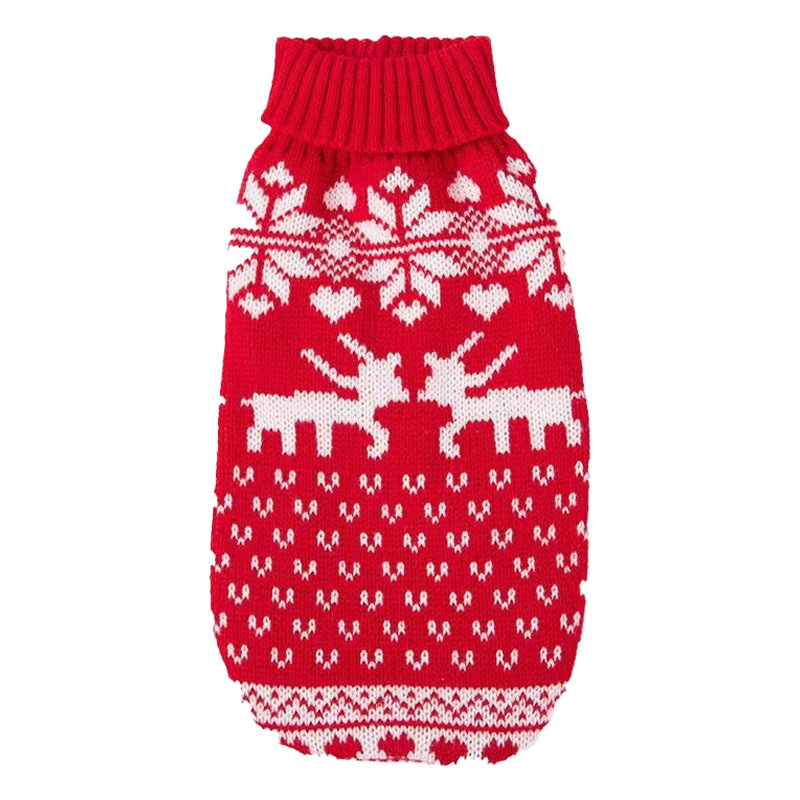 Pet Clothes Small And Medium-sized Dog Christmas Santa Knitted Sweater Red Christmas Sweater XS