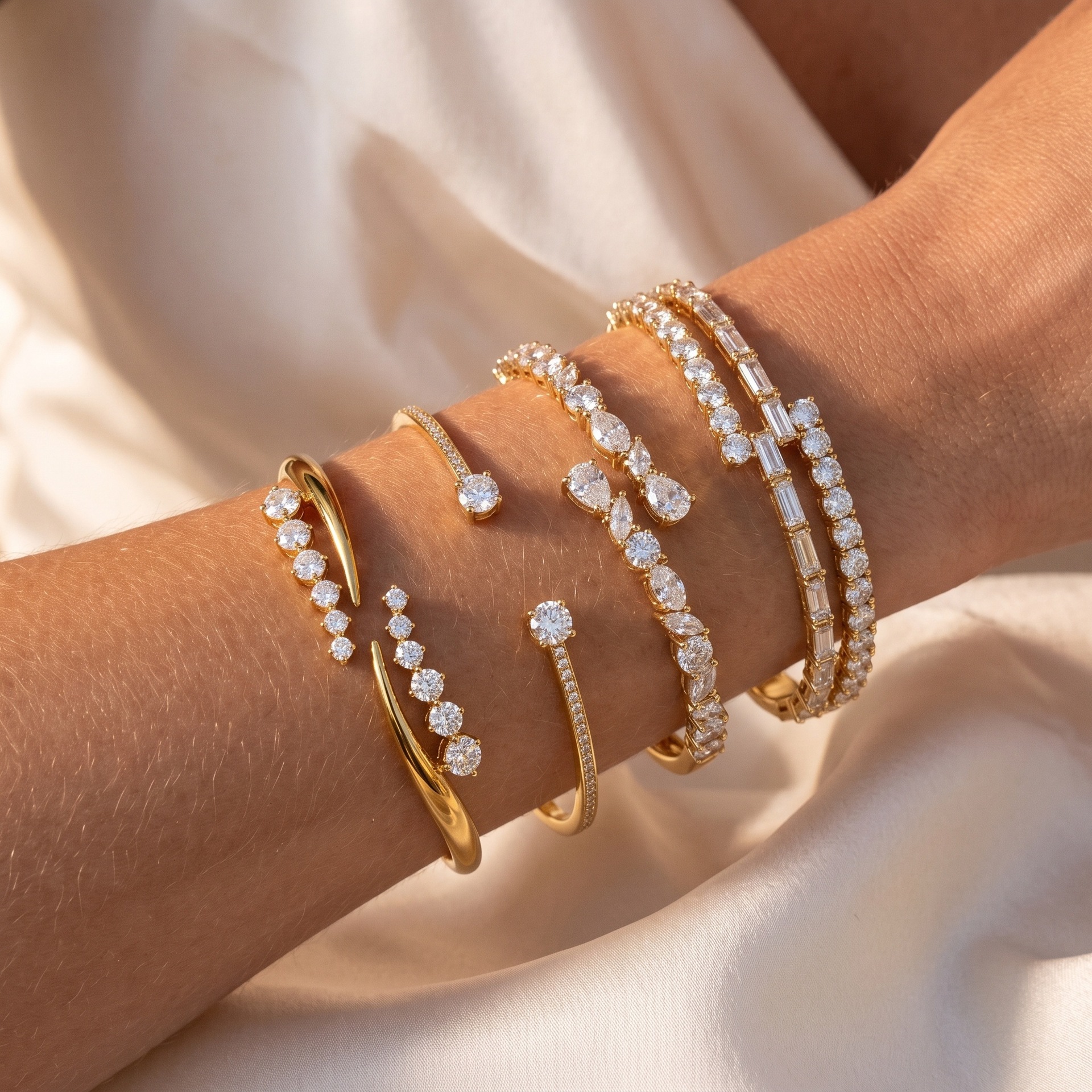 Fashionable Light-luxury Transparent Oval And Square Diamond-studded Bracelet