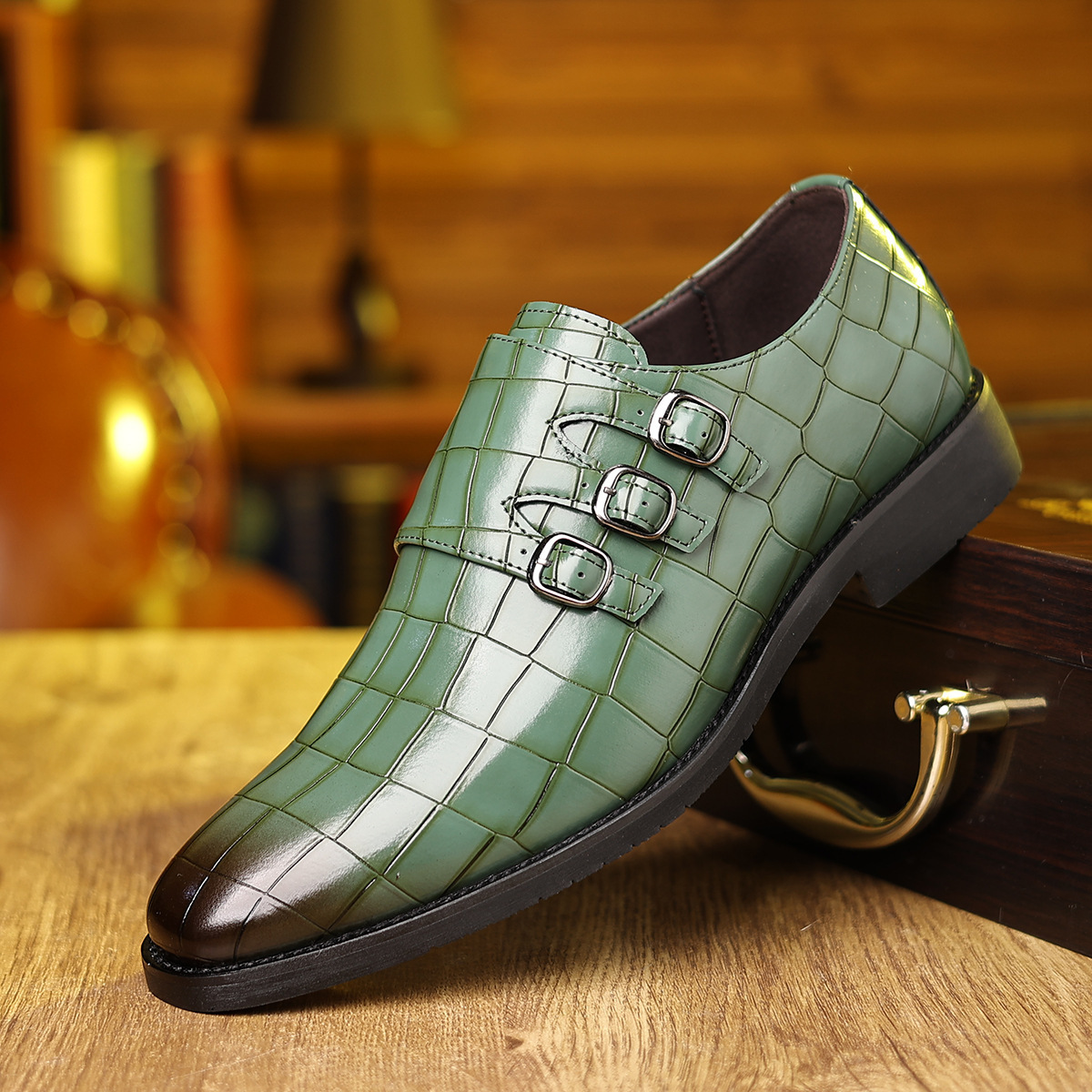 Men's Work Utility Footwear Casual Pointed-Toe Buckled Leather Shoes 93943b62 35e8 4ac5 A8fb Ea30f12e2eb1
