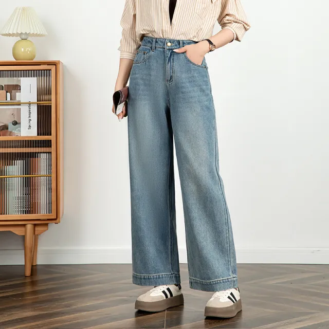 Women's Embroidered Jeans Cropped Wide leg Pants Blue - Shop at LoveMi