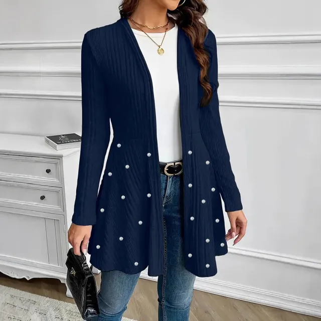 Elegant And Stylish Temperament Commuting Beaded Heavy duty Knit Cape Jacket Blue - Shop at LoveMi