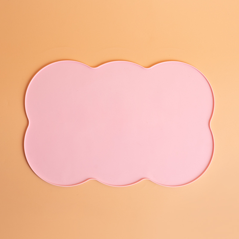 Non-slip Waterproof Silicone Pet Cat And Dog Feeding Mat Pink Lace