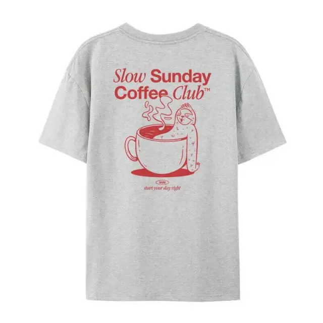 Vintage Coffee Club Short Sleeve Hippie Lady Cute Gray - Shop at LoveMi