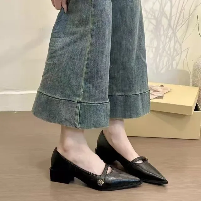 Versatile Fashion Retro Low cut High Heels Women Camellia Camel - Shop at LoveMi