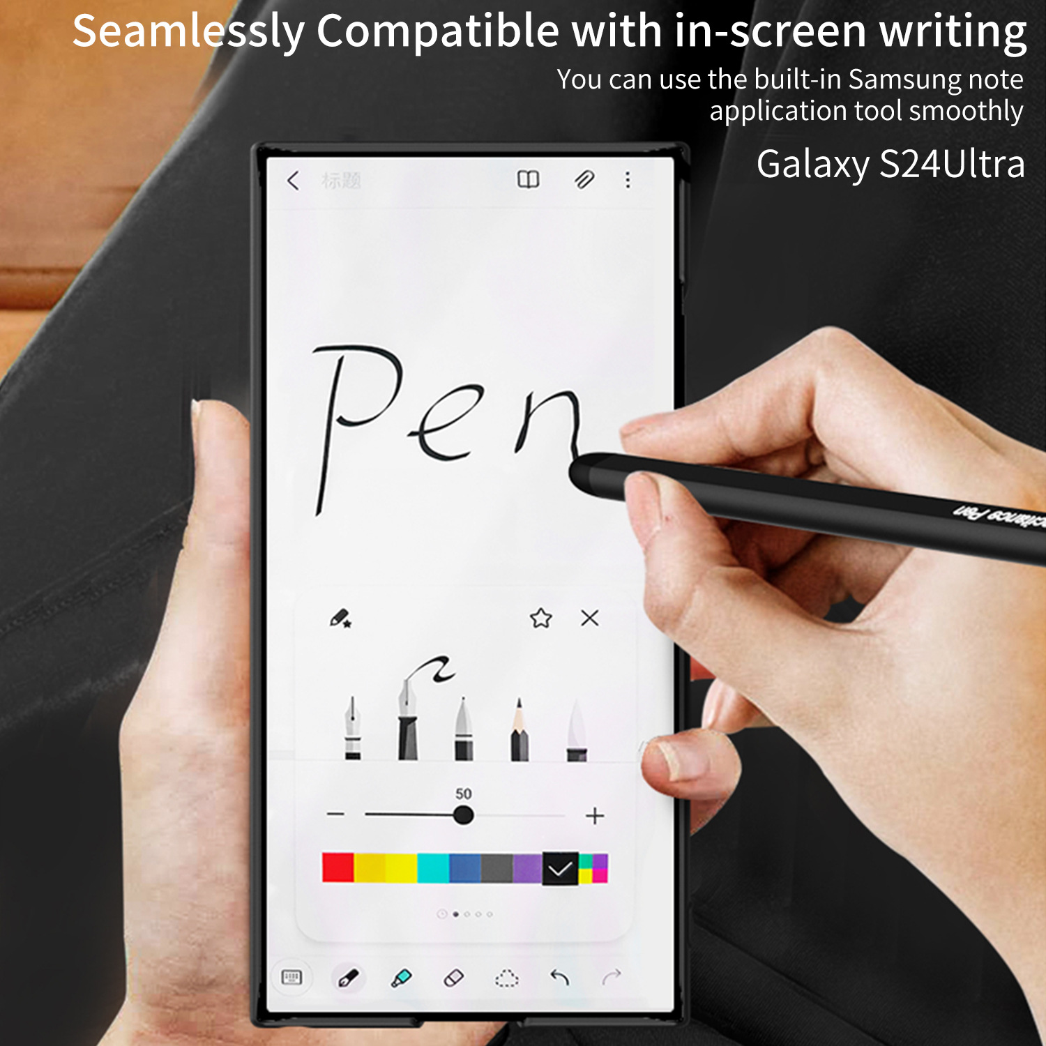 Pen Slot Phone Case Matte Solid Color Protective Hard Shell