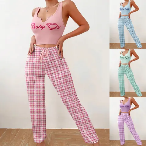 Spring Summer Women's Casual Pajamas Home Wear Vest Color