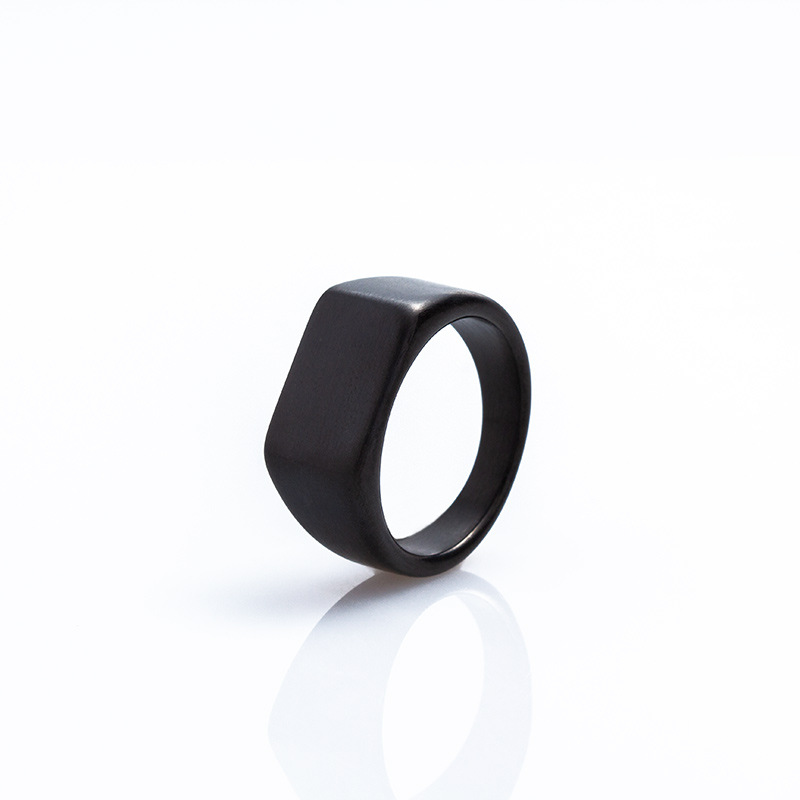Men’s Square Signet Ring Titanium Steel Minimalist Design Sizes 7-13 - Picture 10 of 13