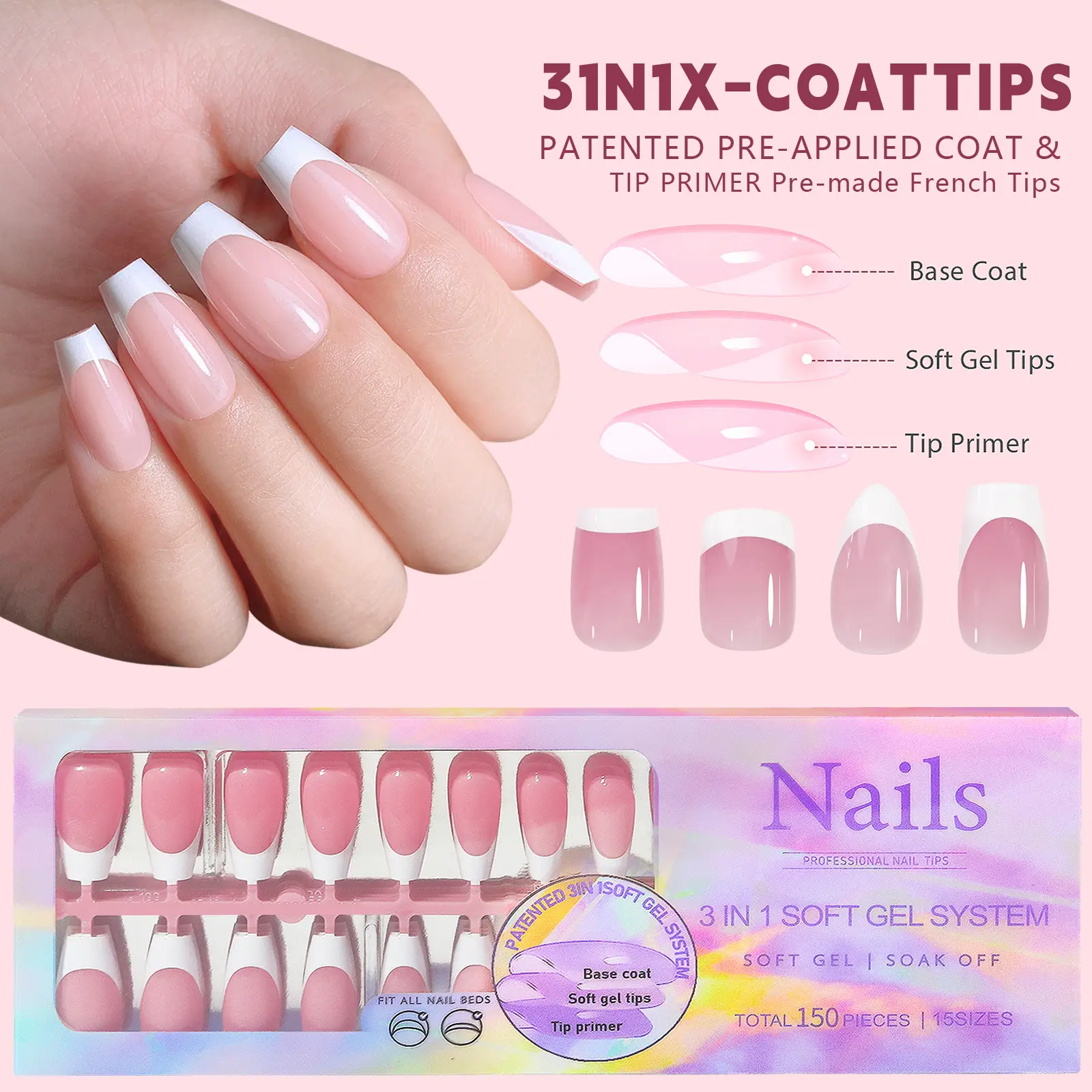 Non Marking Wearable Detachable French Style Nail