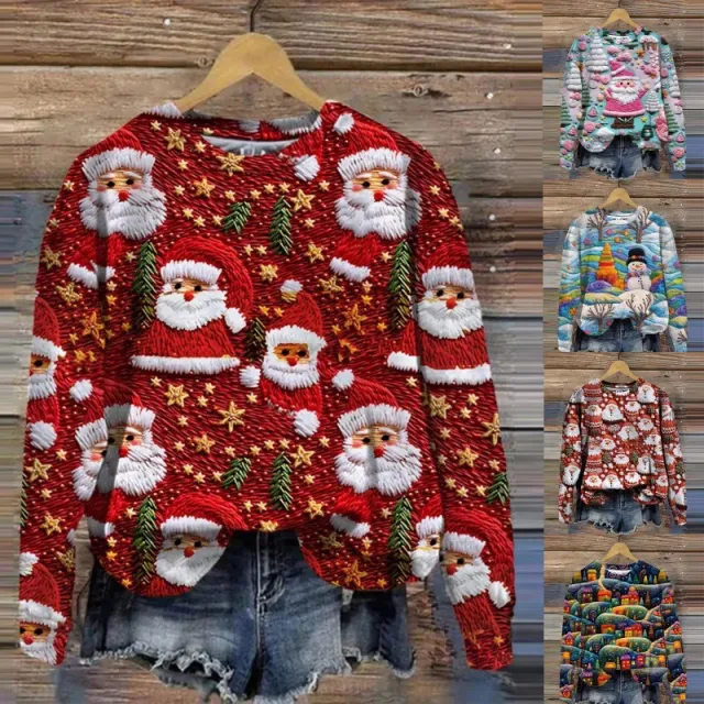 Autumn And Winter Ladies Funny Print Christmas Holiday Casual Sweatshirt W307 Xl - Shop at LoveMi