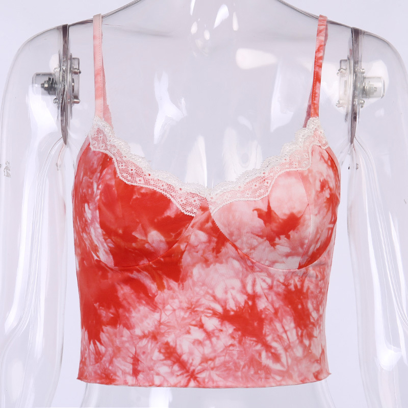 Title 8, Sexy Slim Halter Stitching Tie-dye Camisole