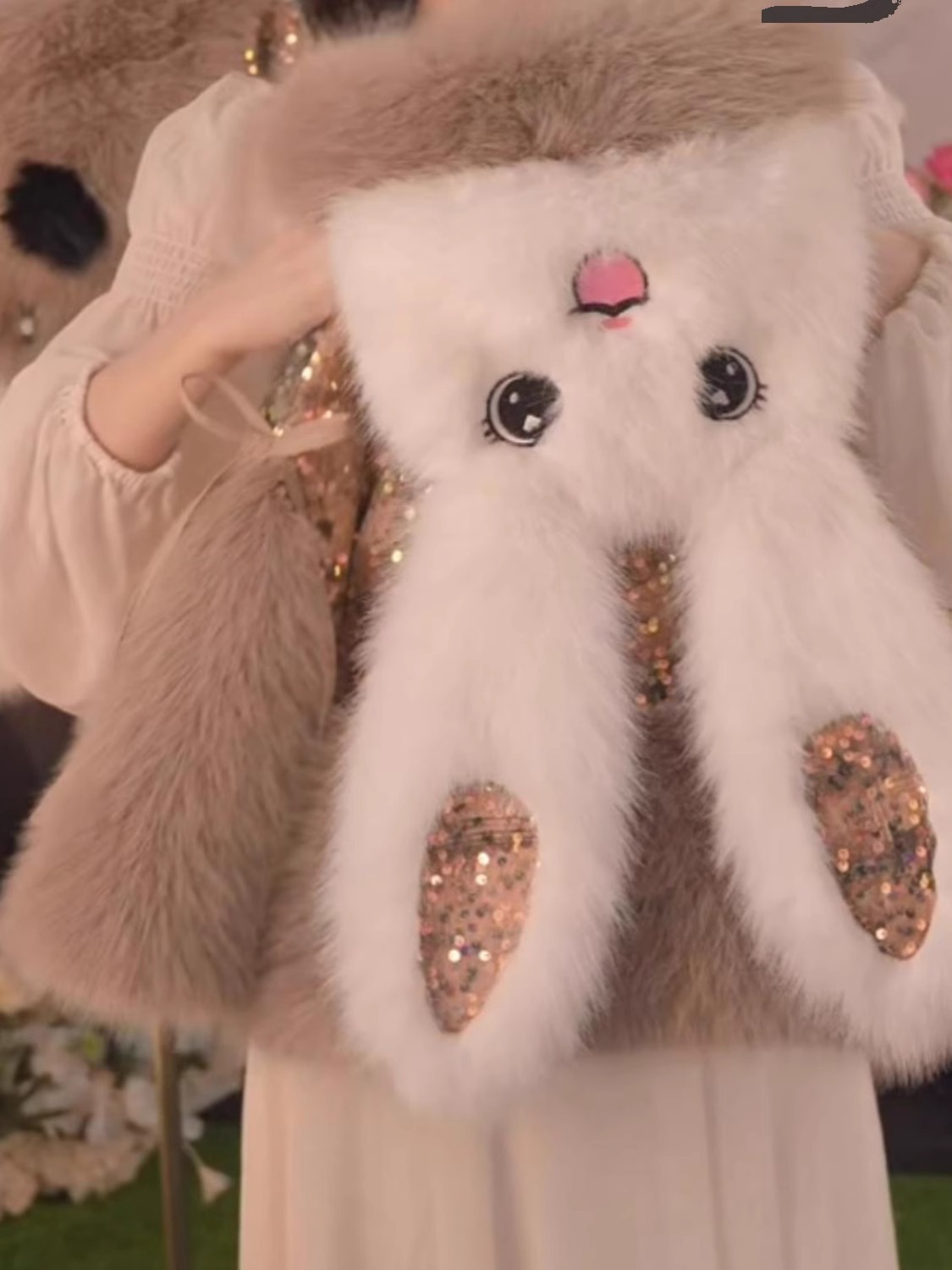 Children's Detachable Rabbit Ear Cotton Coat With Plush Insulation