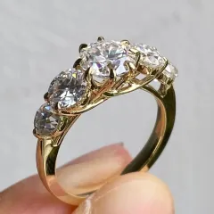 Senior Affordable Luxury Style Women's Round Inlaid Zircon Ring - Yellow Gold - View 1