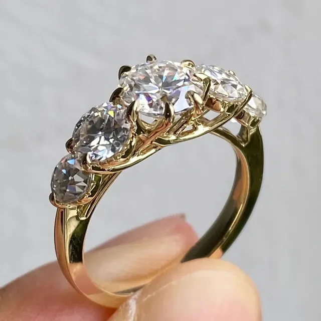 Senior Affordable Luxury Style Women's Round Inlaid Zircon Ring Yellow Gold - Shop at LoveMi