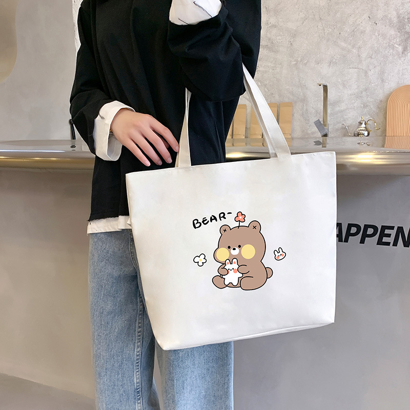 Women's Canvas Bag New Shoulder Handbag Student Tote One Piece — foto 62