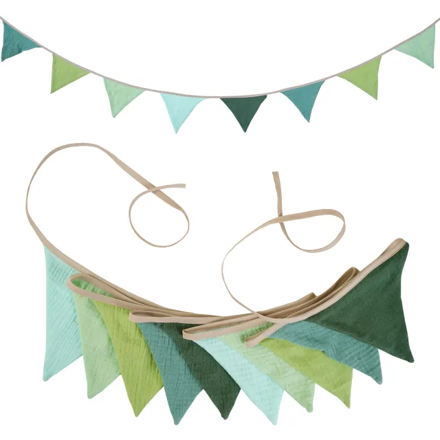 Double layer Cotton Crepe Pennant Birthday Party Decoration Flag Green - Shop at LoveMi