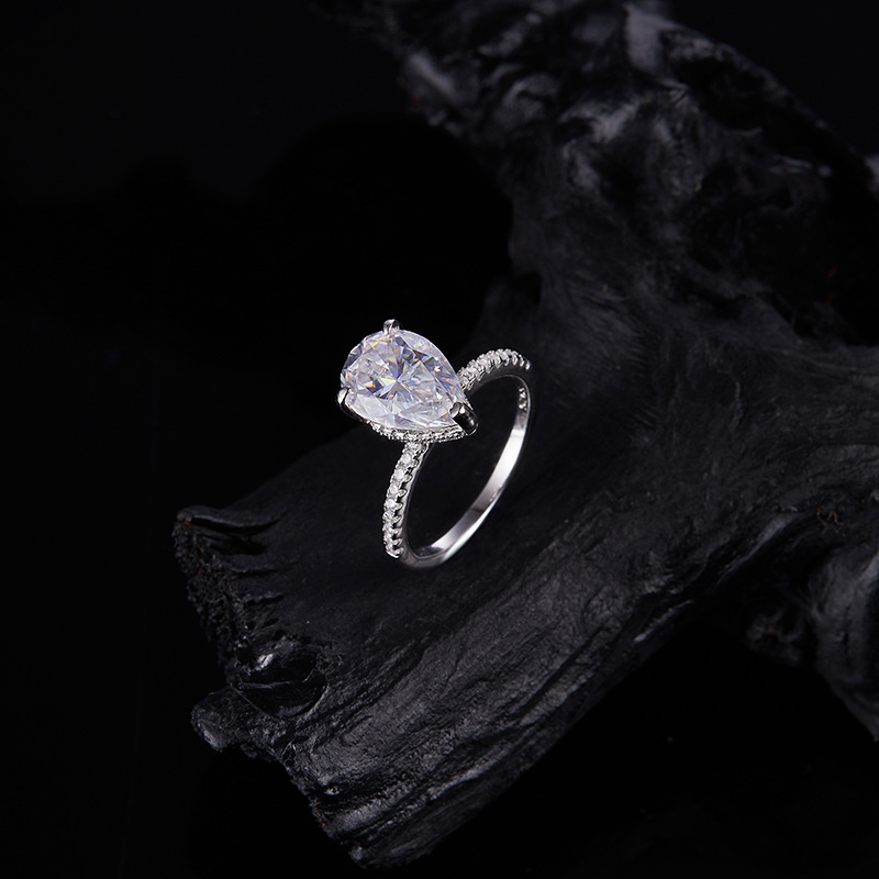Pearshaped Moissanite Princessflower Ring For Women