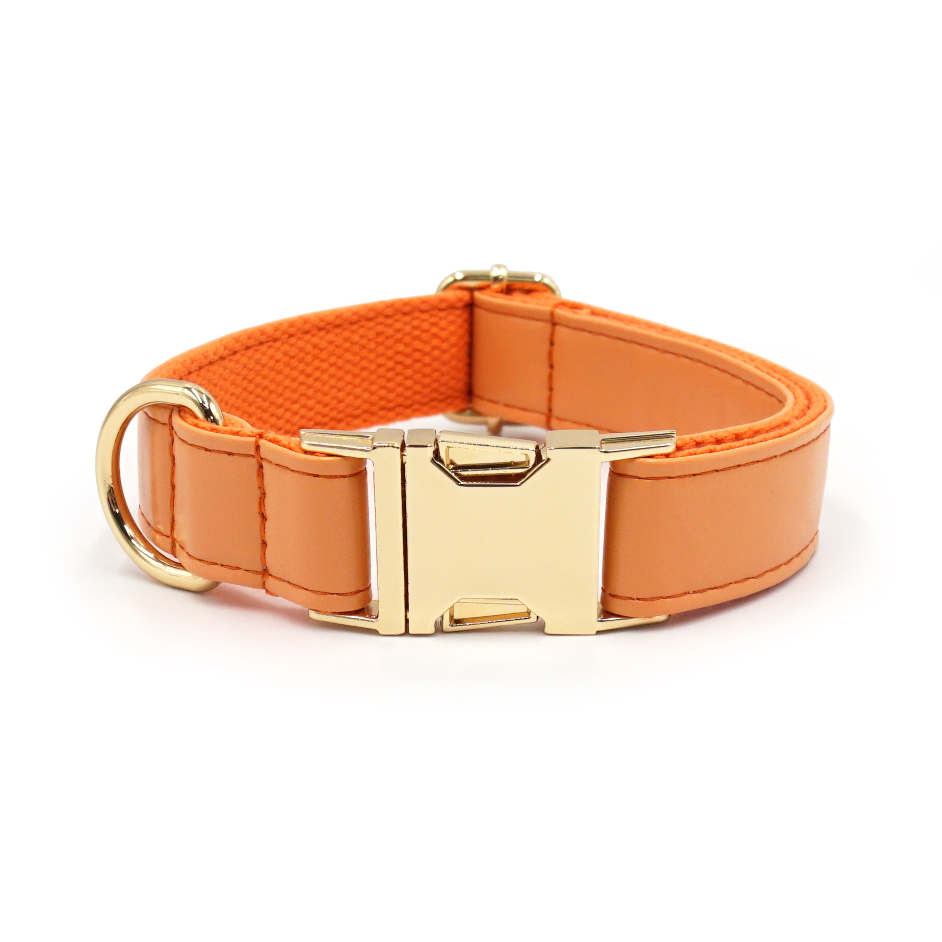 Orange Leather Dog Collar