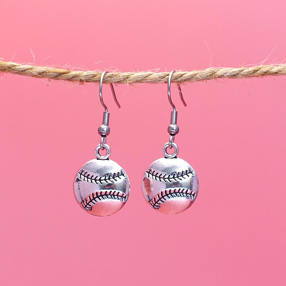Baseball-style Sports Earrings Alloy Material