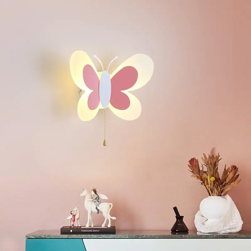 Butterfly Lamp Creative Cartoon Children Bedroom Wall
