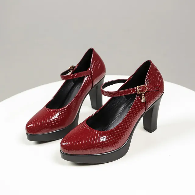 Low cut Chunky Heel Fashion Autumn Women's Shoes Wine - Shop at LoveMi