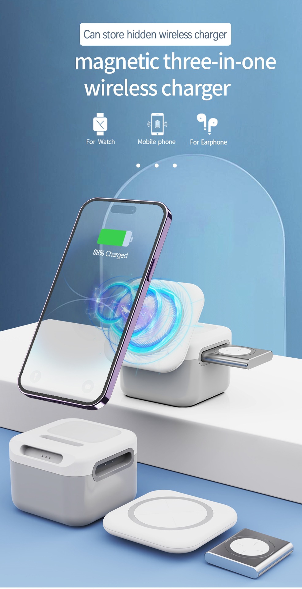 Title 9, 3-in-1 Wireless Charger mit verstecktem, abnehm...