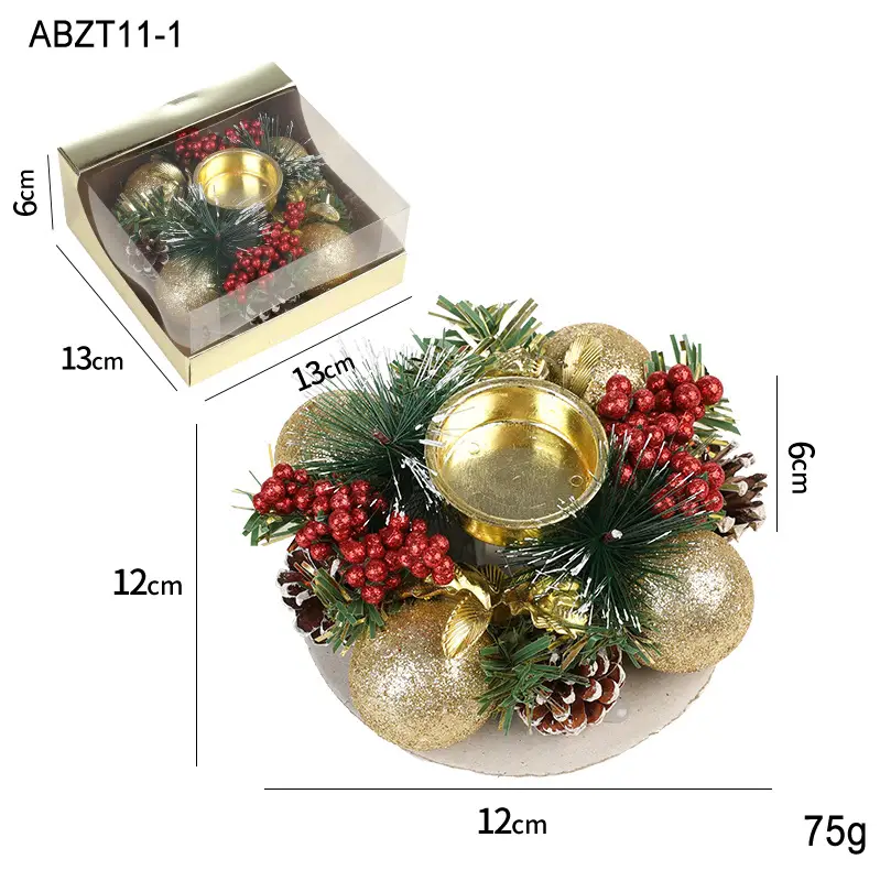 Christmas Candle Metals Candlestick Wreath Artificial Pinball Pinecone Candle